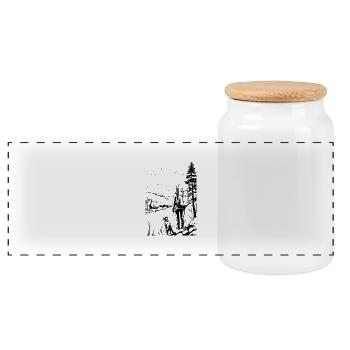 Dog Hiking - Panoramic Cookie Jar with Wooden Lid - white - Front