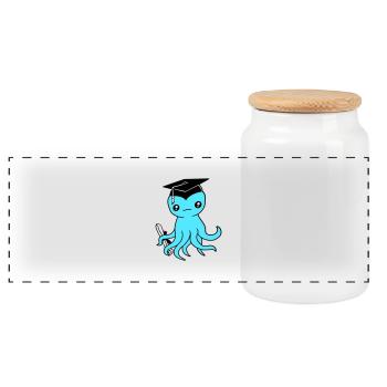 Oktopus Schulabschluss Abitur bestanden College - Panorama Keksdose mit Holzdeckel - Weiß - Vorne