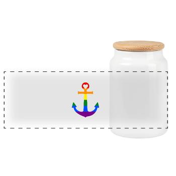 Ancre arc-en-ciel - Boîte à biscuits avec couvercle en bois - blanc - Devant