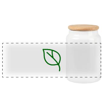 Line Art Leaf – Minimalist Plant Motif - Panoramic Cookie Jar with Wooden Lid - white - Front