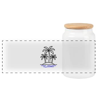 Vacances Palm Island - Boîte à biscuits avec couvercle en bois - blanc - Devant