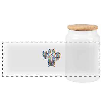 Cactus Glitch – Style Fête & Fun - Boîte à biscuits avec couvercle en bois - blanc - Devant