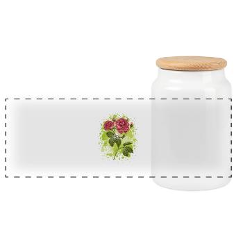 Blumen - Panorama Keksdose mit Holzdeckel - Weiß - Vorne