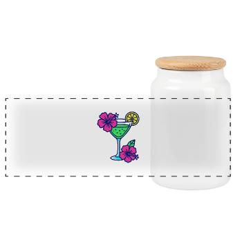 Cocktail 1 - Boîte à biscuits avec couvercle en bois - blanc - Devant