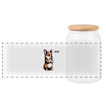 Nein Corgi Corgis Welsh Corgi Corgibesitzer Corgis - Panorama Keksdose mit Holzdeckel - Weiß - Vorne