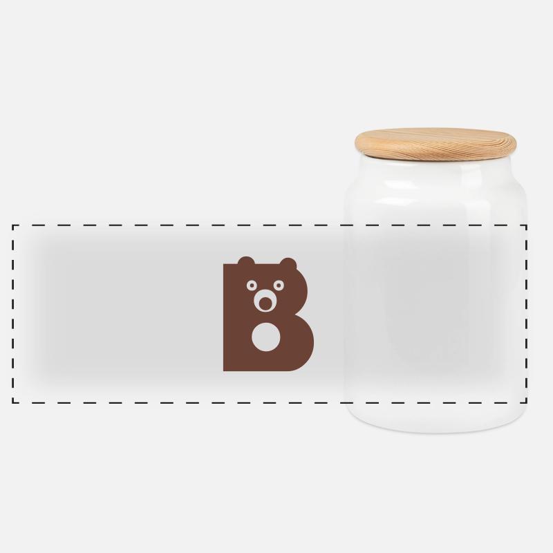 Bärchen - Panorama Keksdose mit Holzdeckel - Weiß