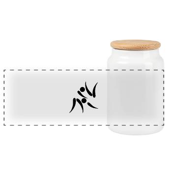 Judo Logo - Panoramic Cookie Jar with Wooden Lid - white - Front