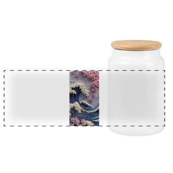 Relief de la fleur de cerisier des vagues - Boîte à biscuits avec couvercle en bois - blanc - Devant