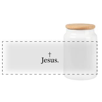 Jesus Kreuz Typografie - Panorama Keksdose mit Holzdeckel - Weiß - Vorne