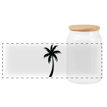 Tropical Palm Tree Silhouette Gift Summer - Panoramic Cookie Jar with Wooden Lid - white - Front