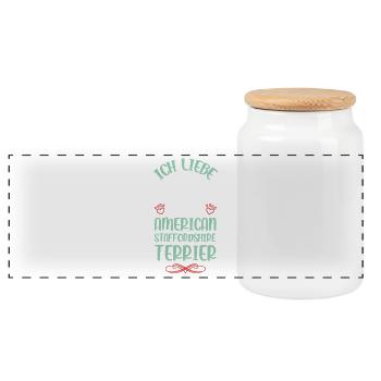 Amour américain du Staffordshire - Boîte à biscuits avec couvercle en bois - blanc - Devant