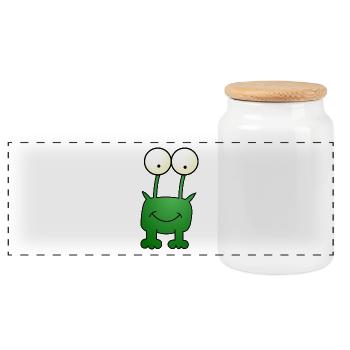Frosch Comic - Panorama Keksdose mit Holzdeckel - Weiß - Vorne