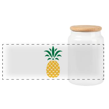 ANANAS STYLIZED - Panorama Keksdose mit Holzdeckel - Weiß - Vorne
