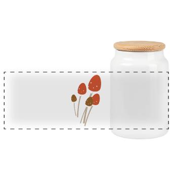 mushrooms mushrooms fungi veggie vegetables vegetables7 - Panoramic Cookie Jar with Wooden Lid - white - Front