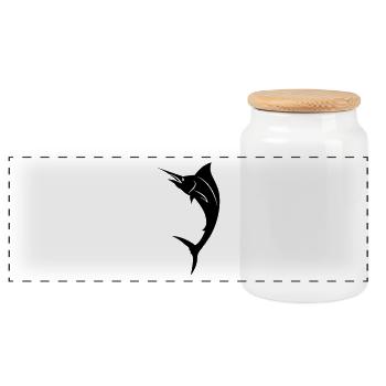Fish - marlin - Panoramic Cookie Jar with Wooden Lid - white - Front