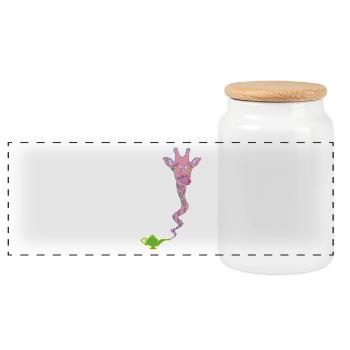 Wunderaffe - magic lamp with giraffe gift - Panoramic Cookie Jar with Wooden Lid - white - Front
