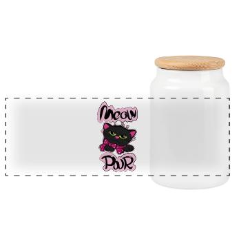 Puissance meaw - Boîte à biscuits avec couvercle en bois - blanc - Devant