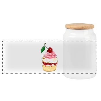 Black Forest Cherry Tart - Panoramic Cookie Jar with Wooden Lid - white - Front