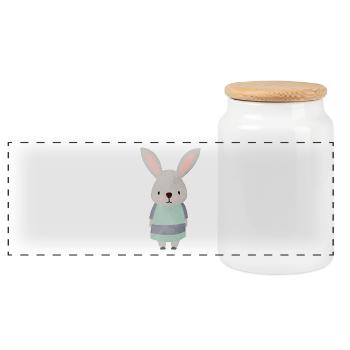 Hare spoon - Panoramic Cookie Jar with Wooden Lid - white - Front