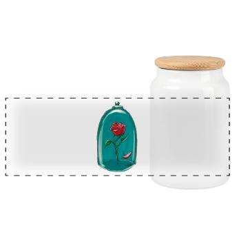 Magic rose - Panoramic Cookie Jar with Wooden Lid - white - Front