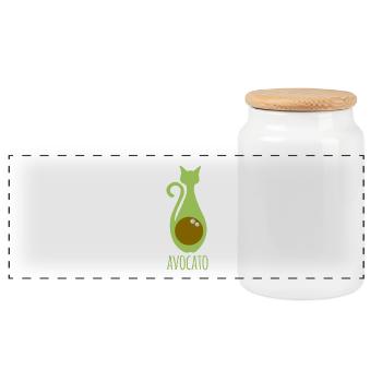 Avocato - Katze - Avocado - Avokatze - Panorama Keksdose mit Holzdeckel - Weiß - Vorne