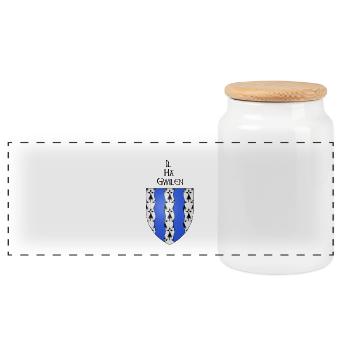 he ha gwilen / Ille et Vilaine - Panoramic Cookie Jar with Wooden Lid - white - Front