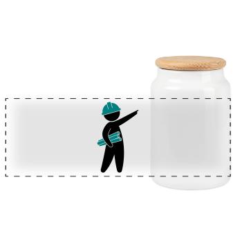 An engineer at a construction site - Panoramic Cookie Jar with Wooden Lid - white - Front