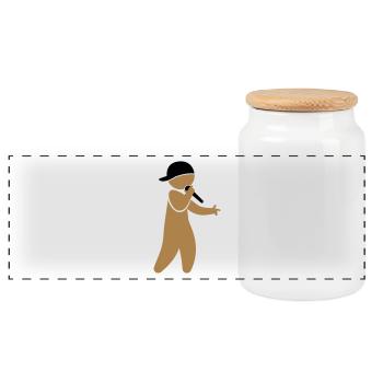 Hiphop Rapper (2c)++2013 - Panoramic Cookie Jar with Wooden Lid - white - Front