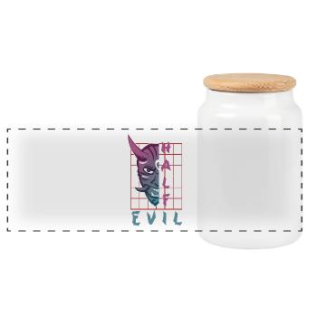 Oni Mask Japon Démon - Boîte à biscuits avec couvercle en bois - blanc - Devant
