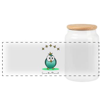 EARTH DAY. ECOLOGY. PLANET. ENVIRONMENT - Panoramic Cookie Jar with Wooden Lid - white - Front