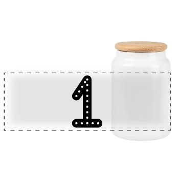1 YEAR. 1st BIRTHDAY. BIRTHDAY 1 YEAR. 1. ONE - Panoramic Cookie Jar with Wooden Lid - white - Front
