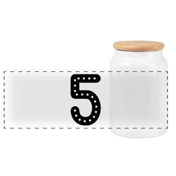 5 YEARS. 5th ANNIVERSARY. BIRTHDAY 5 YEARS. 5 - Panoramic Cookie Jar with Wooden Lid - white - Front