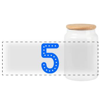 5 YEARS. 5th ANNIVERSARY. BIRTHDAY 5 YEARS. 5 - Panoramic Cookie Jar with Wooden Lid - white - Front