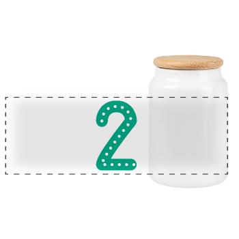 2 YEARS. 2nd ANNIVERSARY. BIRTHDAY 2 YEARS. 2 - Panoramic Cookie Jar with Wooden Lid - white - Front