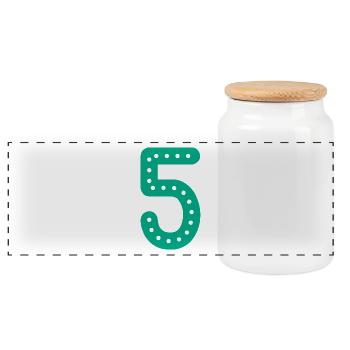 5 YEARS. 5th ANNIVERSARY. BIRTHDAY 5 YEARS. 5 - Panoramic Cookie Jar with Wooden Lid - white - Front