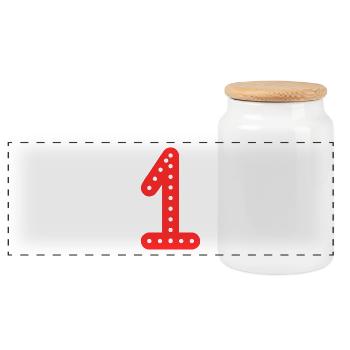 1 AN. 1er ANNIVERSAIRE. ANNIVERSAIRE 1 AN. 1 - Boîte à biscuits avec couvercle en bois - blanc - Devant