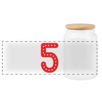 5 YEARS. 5th ANNIVERSARY. BIRTHDAY 5 YEARS. 5 - Panoramic Cookie Jar with Wooden Lid - white - Front