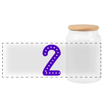 2 YEARS. 2ND ANNIVERSARY. BIRTHDAY 2 YEARS. 2 - Panoramic Cookie Jar with Wooden Lid - white - Front