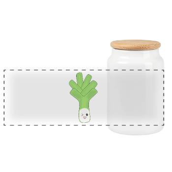 Leek Onion Costume Carnival Carnival Vegetables - Panoramic Cookie Jar with Wooden Lid - white - Front