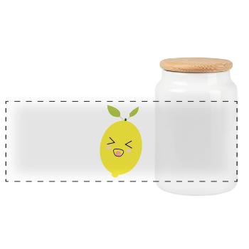Kawaii Lemon Kawaii Fruits Kawaii Kids Design - Panoramic Cookie Jar with Wooden Lid - white - Front