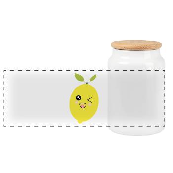 Kawaii Zitrone Kawaii Früchte Kawaii Obst - Panorama Keksdose mit Holzdeckel - Weiß - Vorne