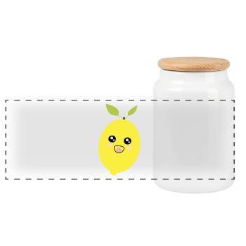 Kawaii Zitrone Kawaii Früchte Kawaii Obst - Panorama Keksdose mit Holzdeckel - Weiß - Vorne