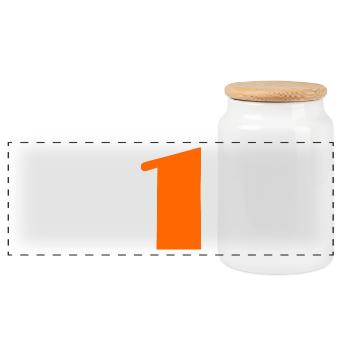 1 YEAR. 1ST ANNIVERSARY. BIRTHDAY 1 YEAR. 1. A - Panoramic Cookie Jar with Wooden Lid - white - Front