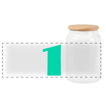 1 YEAR. 1ST ANNIVERSARY. BIRTHDAY 1 YEAR. 1. A - Panoramic Cookie Jar with Wooden Lid - white - Front