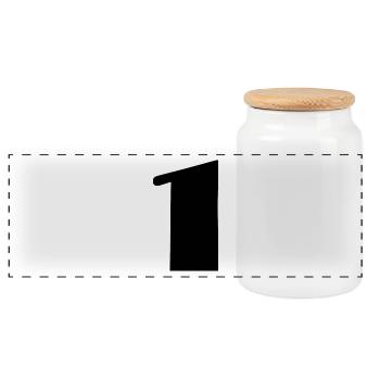 1 YEAR. 1ST ANNIVERSARY. BIRTHDAY 1 YEAR. 1. A - Panoramic Cookie Jar with Wooden Lid - white - Front