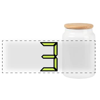 3 YEARS. 3RD ANNIVERSARY. BIRTHDAY 3 YEARS. 3 - Panoramic Cookie Jar with Wooden Lid - white - Front
