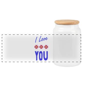 SAINT VALENTINE. bachelorette party. I LOVE YOU. I LOVE YOU. LOVE - Panoramic Cookie Jar with Wooden Lid - white - Front