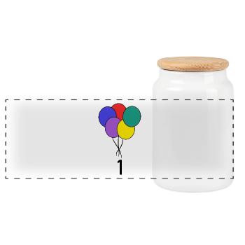 ANNIVERSARY. HAPPY BIRTHDAY. HAPPY BIRTHDAY. - Panoramic Cookie Jar with Wooden Lid - white - Front