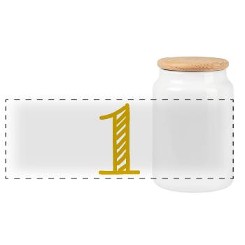 1. 1 YEAR. 1st ANNIVERSARY. BIRTHDAY 1 YEAR. ONE - Panoramic Cookie Jar with Wooden Lid - white - Front