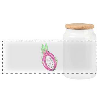 Dragonfruit - Panoramic Cookie Jar with Wooden Lid - white - Front